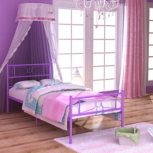 GIME Purple Twin Bed Frames with Storage