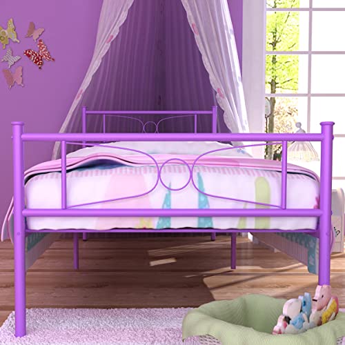 GIME Purple Twin Bed Frames with Storage