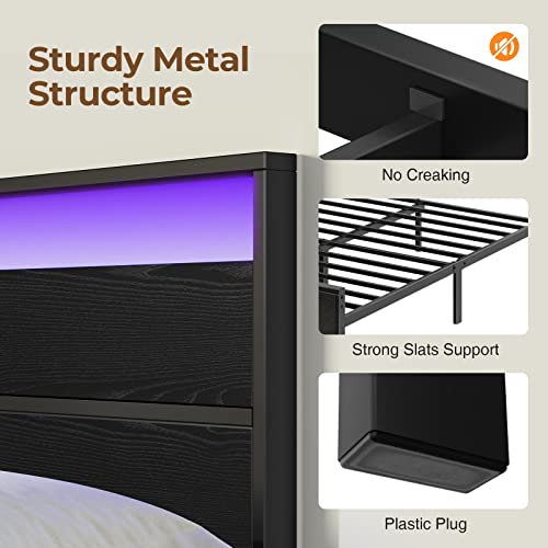 Rolanstar Queen Bed Frame with Charging Station