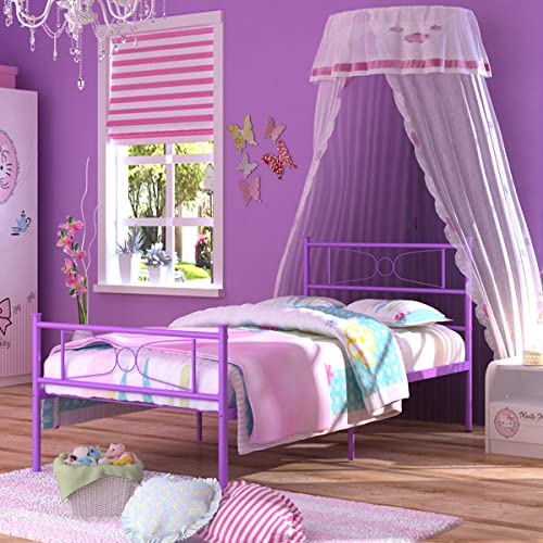 GIME Purple Twin Bed Frames with Storage