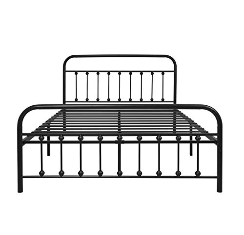 YALAXON Vintage Sturdy Queen Size Metal Bed Frame with Headboard and Footboard 