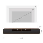 POVISON DONICY Modern Solid Wood TV Stand, Lowline Media Console with 4 Drawers, Open Storage Cabinet, Walnut Veneer, Fully-Assembled, 94"