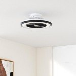 Surtime Ceiling Fans With Lights And Remote Control,Modern Low Profile Bladeless Small Ceiling Fan For Bedroom,22" Flush Mount Enclosed Ceiling Fans