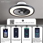 Surtime Ceiling Fans With Lights And Remote Control,Modern Low Profile Bladeless Small Ceiling Fan For Bedroom,22" Flush Mount Enclosed Ceiling Fans
