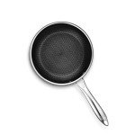 HexClad 3 Quart Hybrid Stainless Steel Pot Saucepan with Glass Lid - Easy to Clean, Dishwasher & Oven Safe, Non-stick, Ideal for Making Sauces, Reheating Soups, Stocks, and Cooking Grains