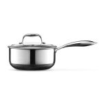 HexClad 3 Quart Hybrid Stainless Steel Pot Saucepan with Glass Lid - Easy to Clean, Dishwasher & Oven Safe, Non-stick, Ideal for Making Sauces, Reheating Soups, Stocks, and Cooking Grains