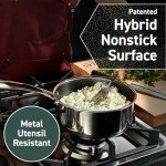 HexClad 3 Quart Hybrid Stainless Steel Pot Saucepan with Glass Lid - Easy to Clean, Dishwasher & Oven Safe, Non-stick, Ideal for Making Sauces, Reheating Soups, Stocks, and Cooking Grains