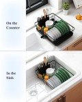 Kitsure Dish Drying Rack- Space-Saving Dish Rack, Dish Racks for Kitchen Counter, Durable Stainless Steel Kitchen Drying Rack with a Cutlery Holder, Drying Rack for Dishes, Knives, Spoons, and Forks