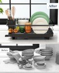 Kitsure Dish Drying Rack- Space-Saving Dish Rack, Dish Racks for Kitchen Counter, Durable Stainless Steel Kitchen Drying Rack with a Cutlery Holder, Drying Rack for Dishes, Knives, Spoons, and Forks