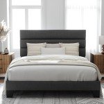 Allewie Queen Size Platform Bed Frame with Fabric Upholstered Headboard