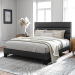 Allewie Queen Size Platform Bed Frame with Fabric Upholstered Headboard