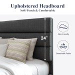 Allewie Queen Size Platform Bed Frame with Fabric Upholstered Headboard