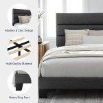 Allewie Queen Size Platform Bed Frame with Fabric Upholstered Headboard