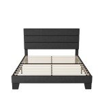 Allewie Queen Size Platform Bed Frame with Fabric Upholstered Headboard