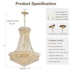 TMAFON Modern Gold Crystal Chandelier Light - Diameter 23.6" Ceiling Haning Chandelier, Pendant Lighting for Living Room, Dining Room, Foyer, Entryway, Hallway