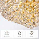 TMAFON Modern Gold Crystal Chandelier Light - Diameter 23.6" Ceiling Haning Chandelier, Pendant Lighting for Living Room, Dining Room, Foyer, Entryway, Hallway