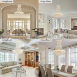 TMAFON Modern Gold Crystal Chandelier Light - Diameter 23.6" Ceiling Haning Chandelier, Pendant Lighting for Living Room, Dining Room, Foyer, Entryway, Hallway