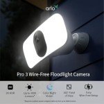 Arlo Pro 3 Floodlight Camera - Wireless Security, 2K Video & HDR, Color Night Vision, 2 Way Audio, Wire-Free, Direct to WiFi No Hub Needed, 160° View, Works with Alexa, White - FB1001