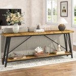 Tribesigns 70.9 Inches Extra Long Sofa Table Behind Couch, Industrial Entry Console Table for Hallway, Entryway & Living Room, Dark Brown