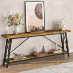 Tribesigns 70.9 Inches Extra Long Sofa Table Behind Couch, Industrial Entry Console Table for Hallway, Entryway & Living Room, Dark Brown