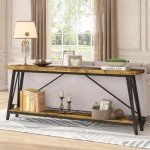 Tribesigns 70.9 Inches Extra Long Sofa Table Behind Couch, Industrial Entry Console Table for Hallway, Entryway & Living Room, Dark Brown