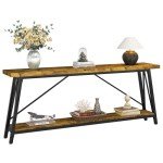 Tribesigns 70.9 Inches Extra Long Sofa Table Behind Couch, Industrial Entry Console Table for Hallway, Entryway & Living Room, Dark Brown