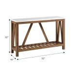 Walker Edison Modern Farmhouse Accent Entryway / Living Room End Table, 52 Inch, Color-Marble and Walnut