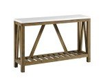 Walker Edison Modern Farmhouse Accent Entryway / Living Room End Table, 52 Inch, Color-Marble and Walnut