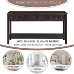 Merax Black Wood Narrow Console Table with Drawers and Bottom Shelf for Entryway Hallway Front Door, 1 Set