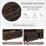 Merax Black Wood Narrow Console Table with Drawers and Bottom Shelf for Entryway Hallway Front Door, 1 Set