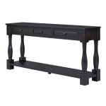 merax LUMISOL 64 inch Long Console Table with 3 Drawers and Bottom Shelf, Sofa Table Entryway Table for Hallway, Living Room, Easy Assembly (Distressed Black)