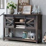 OKD Entryway Table w/Sliding Barn Doors, 46'' Farmhouse & Industrial Console Table with Storage, Rustic Sofa Table w/Adjustable Shelf & Open Shelf for Entry Way, Hallway, Living Room, Dark Rustic Oak