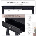 merax LUMISOL 64 inch Long Console Table with 3 Drawers and Bottom Shelf, Sofa Table Entryway Table for Hallway, Living Room, Easy Assembly (Distressed Black)