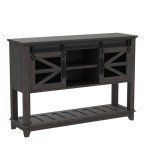 OKD Entryway Table w/Sliding Barn Doors, 46'' Farmhouse & Industrial Console Table with Storage, Rustic Sofa Table w/Adjustable Shelf & Open Shelf for Entry Way, Hallway, Living Room, Dark Rustic Oak