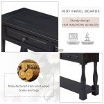 merax LUMISOL 64 inch Long Console Table with 3 Drawers and Bottom Shelf, Sofa Table Entryway Table for Hallway, Living Room, Easy Assembly (Distressed Black)
