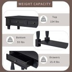 merax LUMISOL 64 inch Long Console Table with 3 Drawers and Bottom Shelf, Sofa Table Entryway Table for Hallway, Living Room, Easy Assembly (Distressed Black)