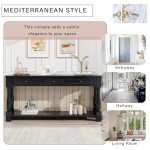 merax LUMISOL 64 inch Long Console Table with 3 Drawers and Bottom Shelf, Sofa Table Entryway Table for Hallway, Living Room, Easy Assembly (Distressed Black)