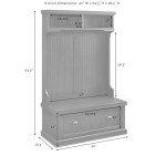 Crosley Furniture Seaside Hall Tree, Entryway Bench with Coat Rack and Shoe Cabinet, Distressed White