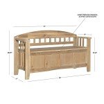 Linon Natural Washed Storage Frankie Bench, Seat Height of 18"