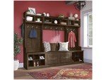 Bush Furniture Woodland Full Entryway Storage Set with Coat Rack and Shoe Bench with Doors, Traditional, Ash Brown