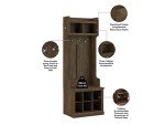 Bush Furniture Woodland Full Entryway Storage Set with Coat Rack and Shoe Bench with Doors, Traditional, Ash Brown