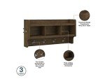 Bush Furniture Woodland Full Entryway Storage Set with Coat Rack and Shoe Bench with Doors, Traditional, Ash Brown