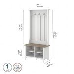 Bush Furniture Salinas Hall Tree with Shoe Storage Bench, Pure White and Shiplap Gray