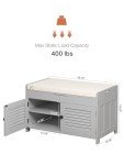 Knowlife Shoe Storage Bench with Lift Top Storage, Entryway Bench with Door Cabinet, Adjustable Shelve, Cushioned Seat and Handle for Entryway, Hallway, Window and Closet