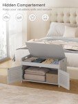 Knowlife Shoe Storage Bench with Lift Top Storage, Entryway Bench with Door Cabinet, Adjustable Shelve, Cushioned Seat and Handle for Entryway, Hallway, Window and Closet