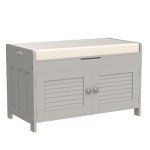 Knowlife Shoe Storage Bench with Lift Top Storage, Entryway Bench with Door Cabinet, Adjustable Shelve, Cushioned Seat and Handle for Entryway, Hallway, Window and Closet