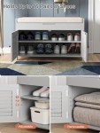 Knowlife Shoe Storage Bench with Lift Top Storage, Entryway Bench with Door Cabinet, Adjustable Shelve, Cushioned Seat and Handle for Entryway, Hallway, Window and Closet