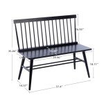 Duhome Entryway Bench, Black Dining Bench with Spindle Back Farmhouse Bench Wood Bench Windsor Bench for Foyer Balcony Living Room, Black (Black, Bench)