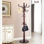 Coat Racks ​freestanding, High-grade Wooden Tree Coat Rack, Coat Rack Stand With 14 Hooks & Stable Disc Base, For such as coats, jackets, Home Office Hats Tree Hanger (black red)