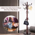 Coat Racks ​freestanding, High-grade Wooden Tree Coat Rack, Coat Rack Stand With 14 Hooks & Stable Disc Base, For such as coats, jackets, Home Office Hats Tree Hanger (black red)